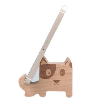 Stand de support de téléphone portable en bois pour animaux